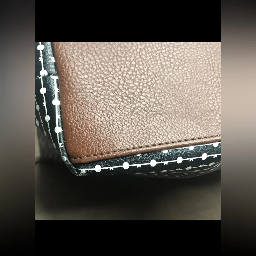 *See Description Fossil Felicity Tote Black White Brown Coated Faux Leather